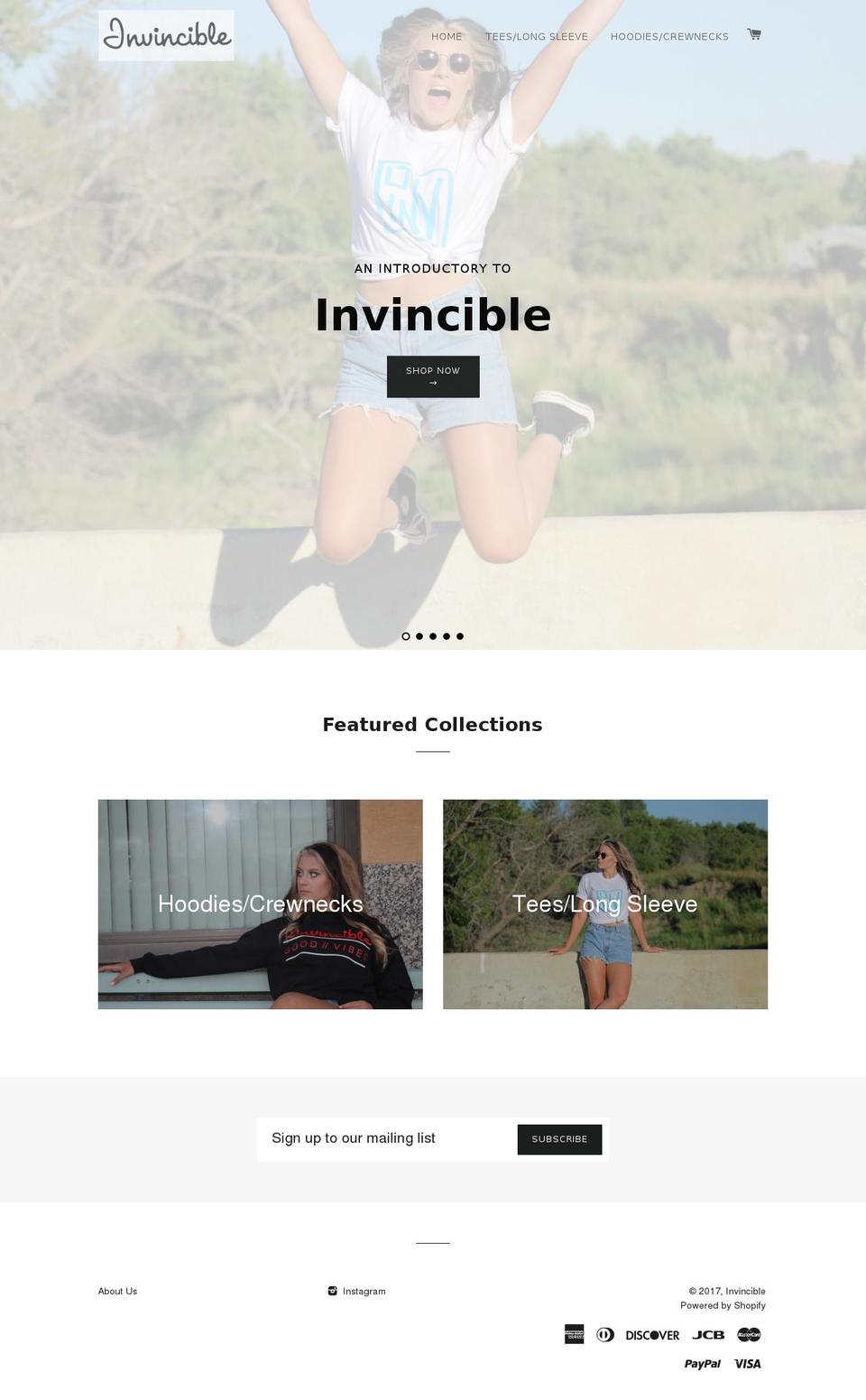 invincibleofficial.com shopify website screenshot
