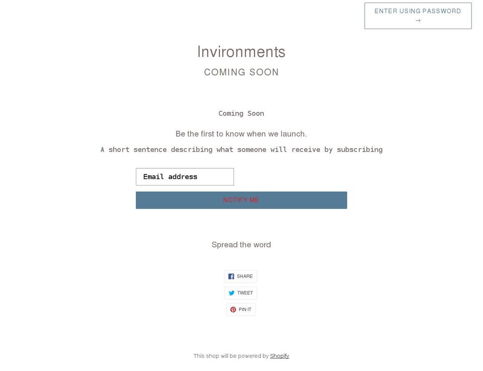 invironments.org shopify website screenshot