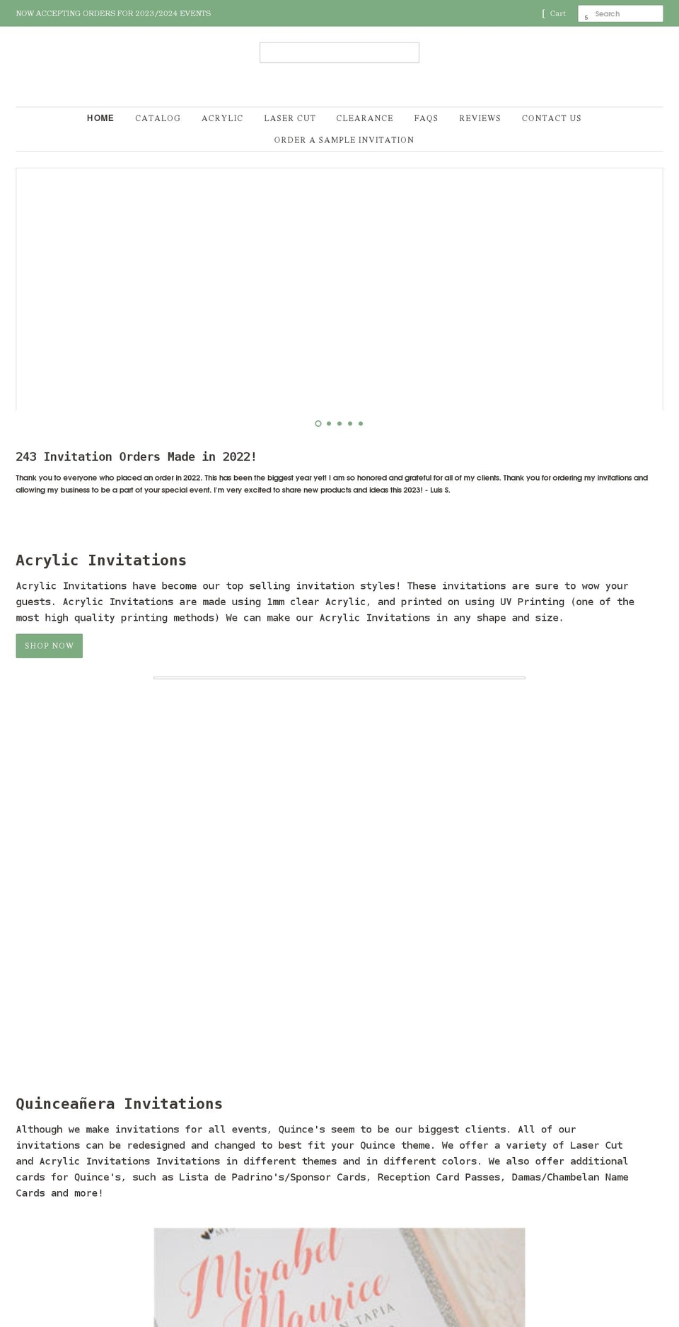 invitationsbyluissanchez.com shopify website screenshot