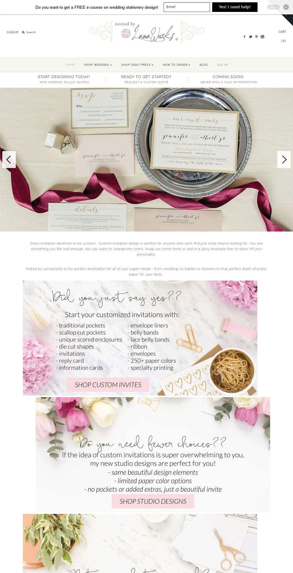 invitedbylamaworks.com shopify website screenshot