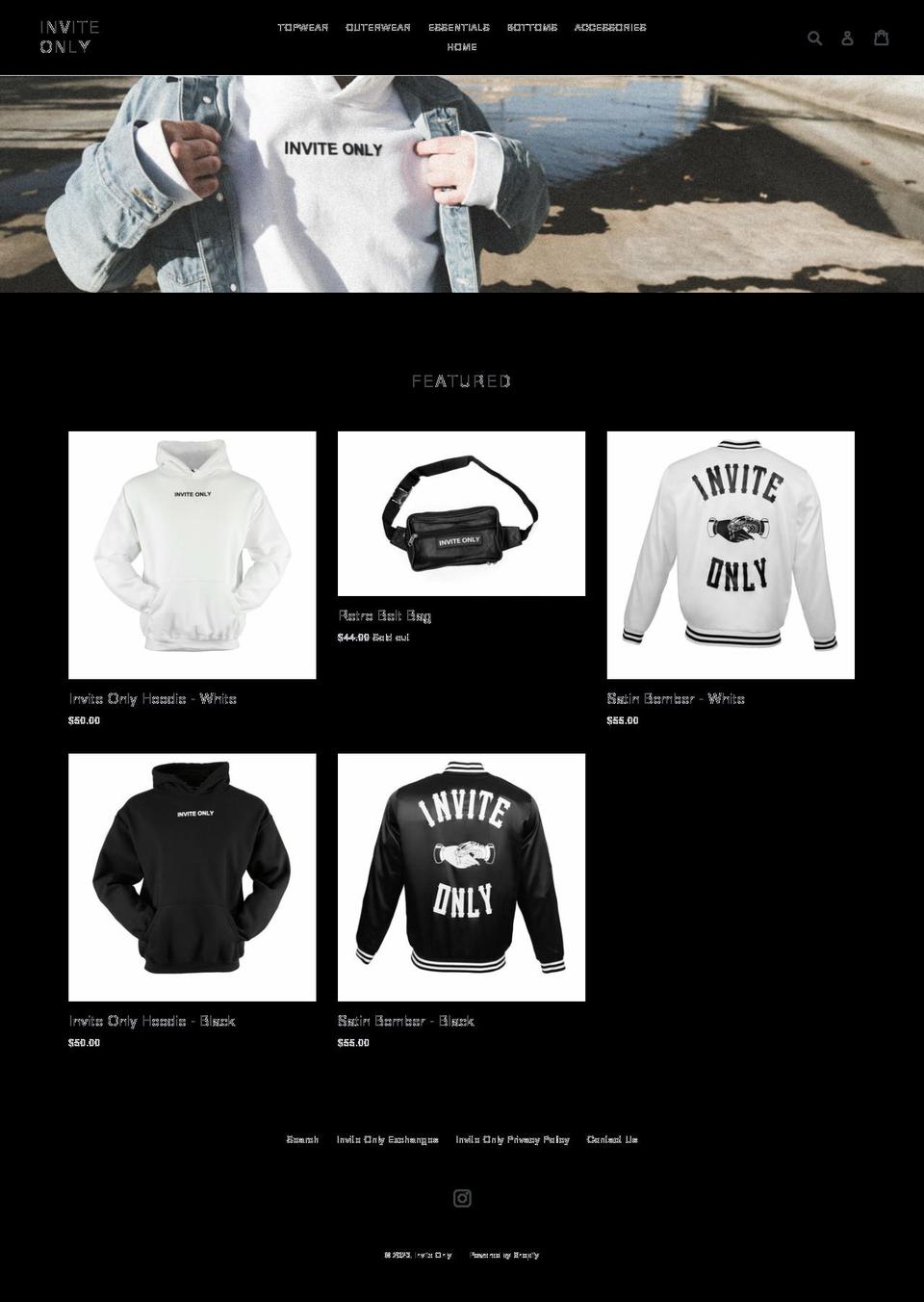 inviteonly.store shopify website screenshot