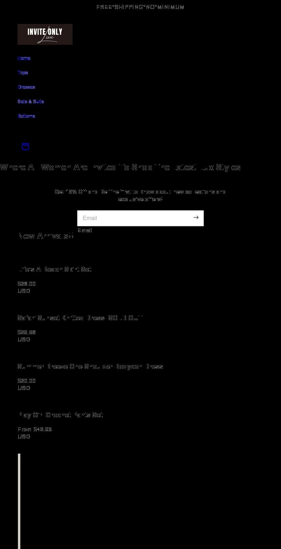 inviteonlylux.com shopify website screenshot