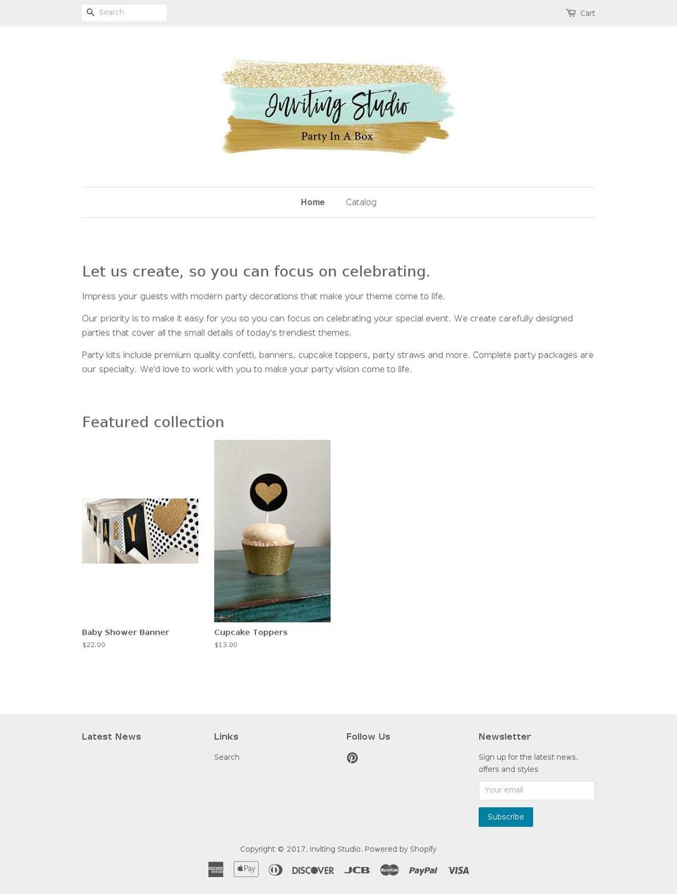 invitingstudio.com shopify website screenshot