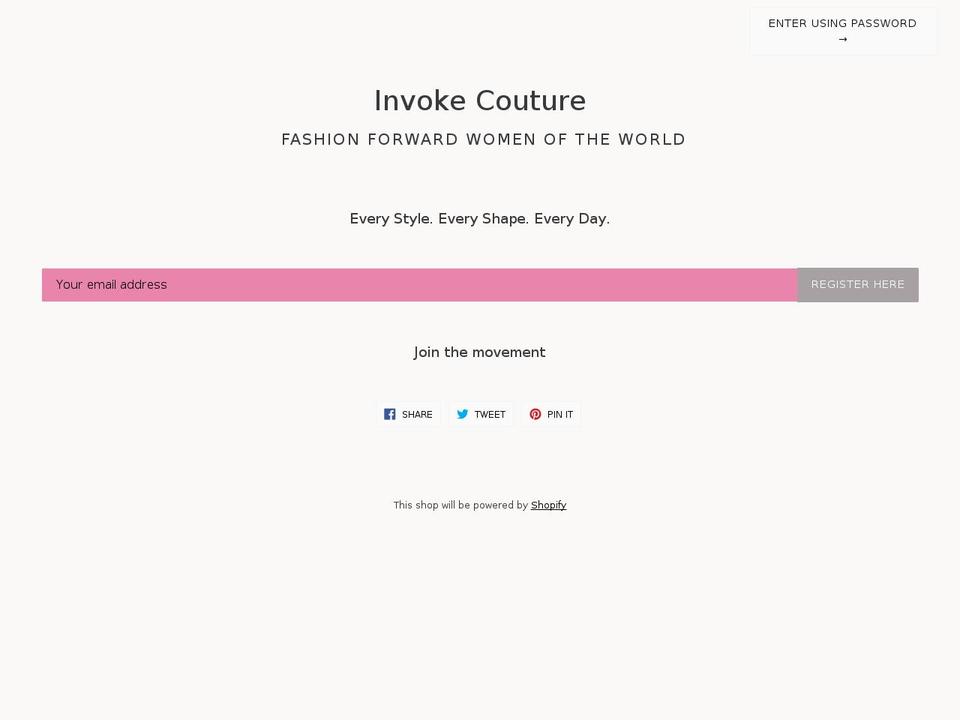 invokecouture.com — Shopify storefront screenshot