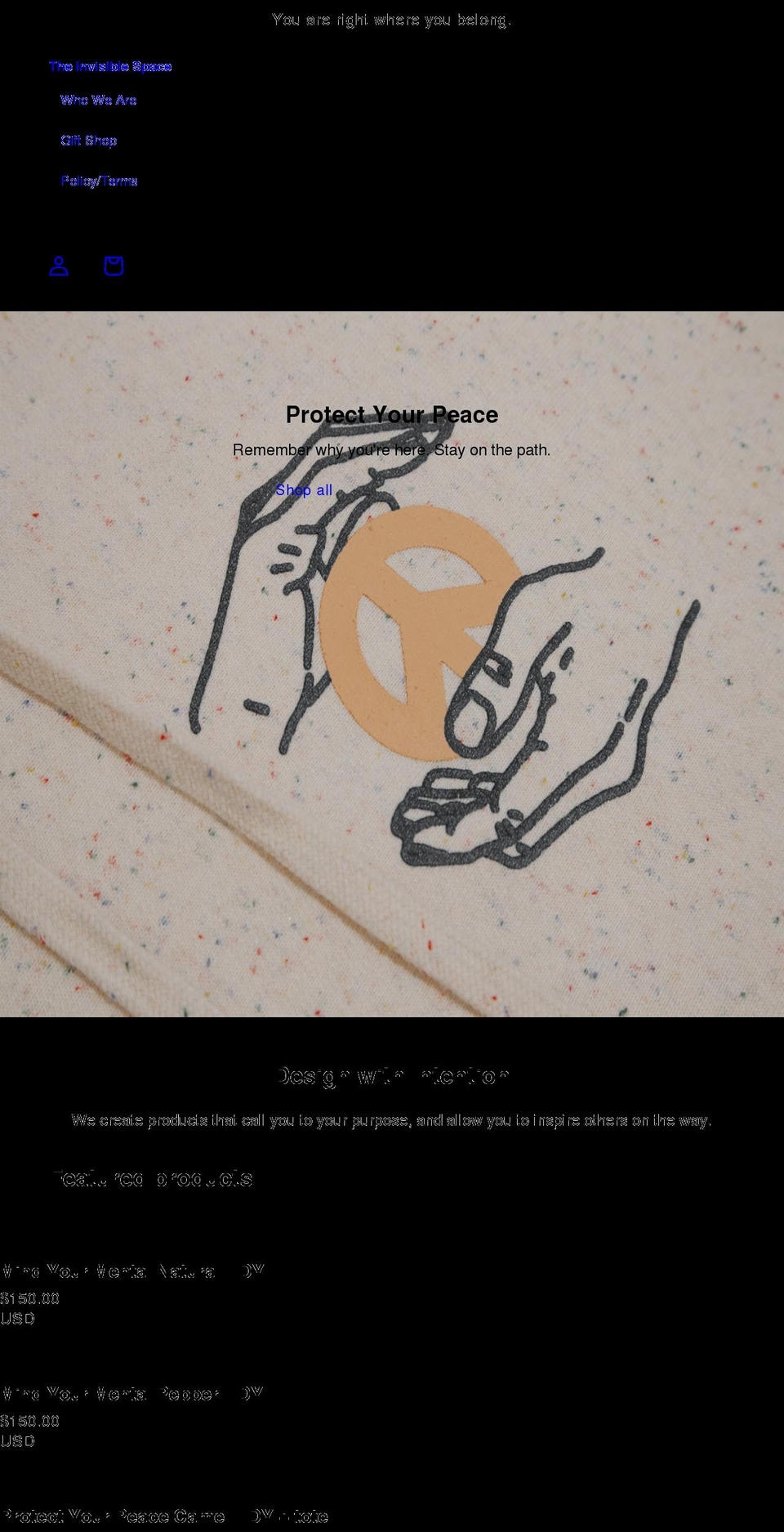 invsbl-space.com shopify website screenshot