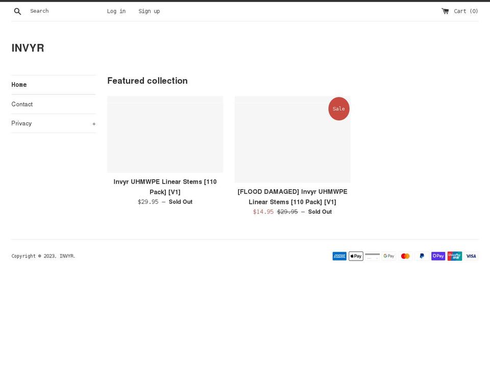 invyr.com shopify website screenshot