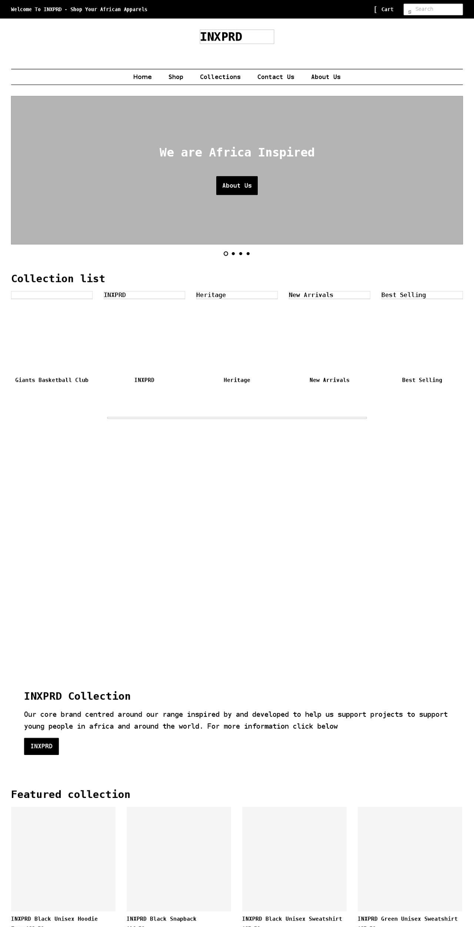 inxprd.com shopify website screenshot