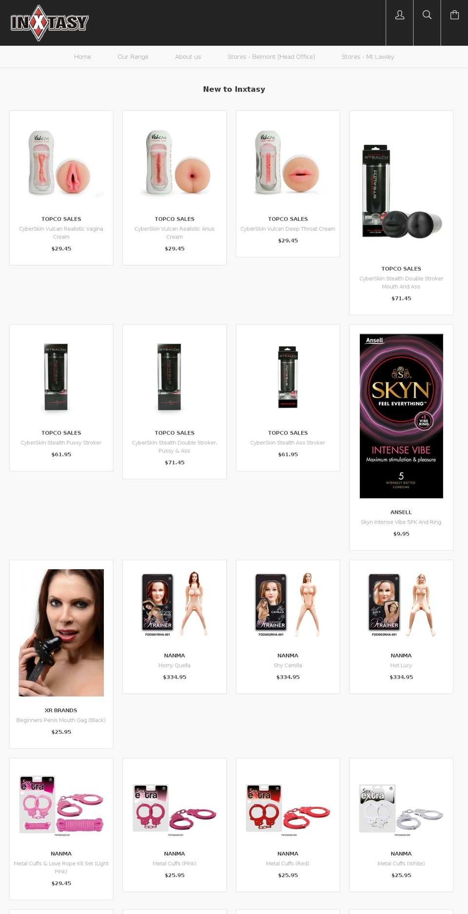 inxtasy.id.au shopify website screenshot