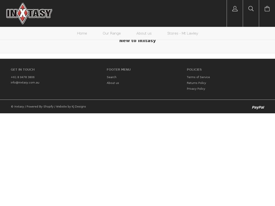 inxtasy.net.au shopify website screenshot