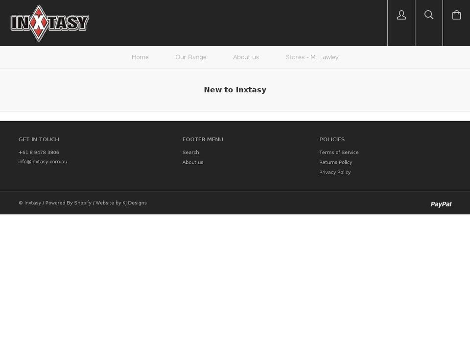 inxtasy.org shopify website screenshot