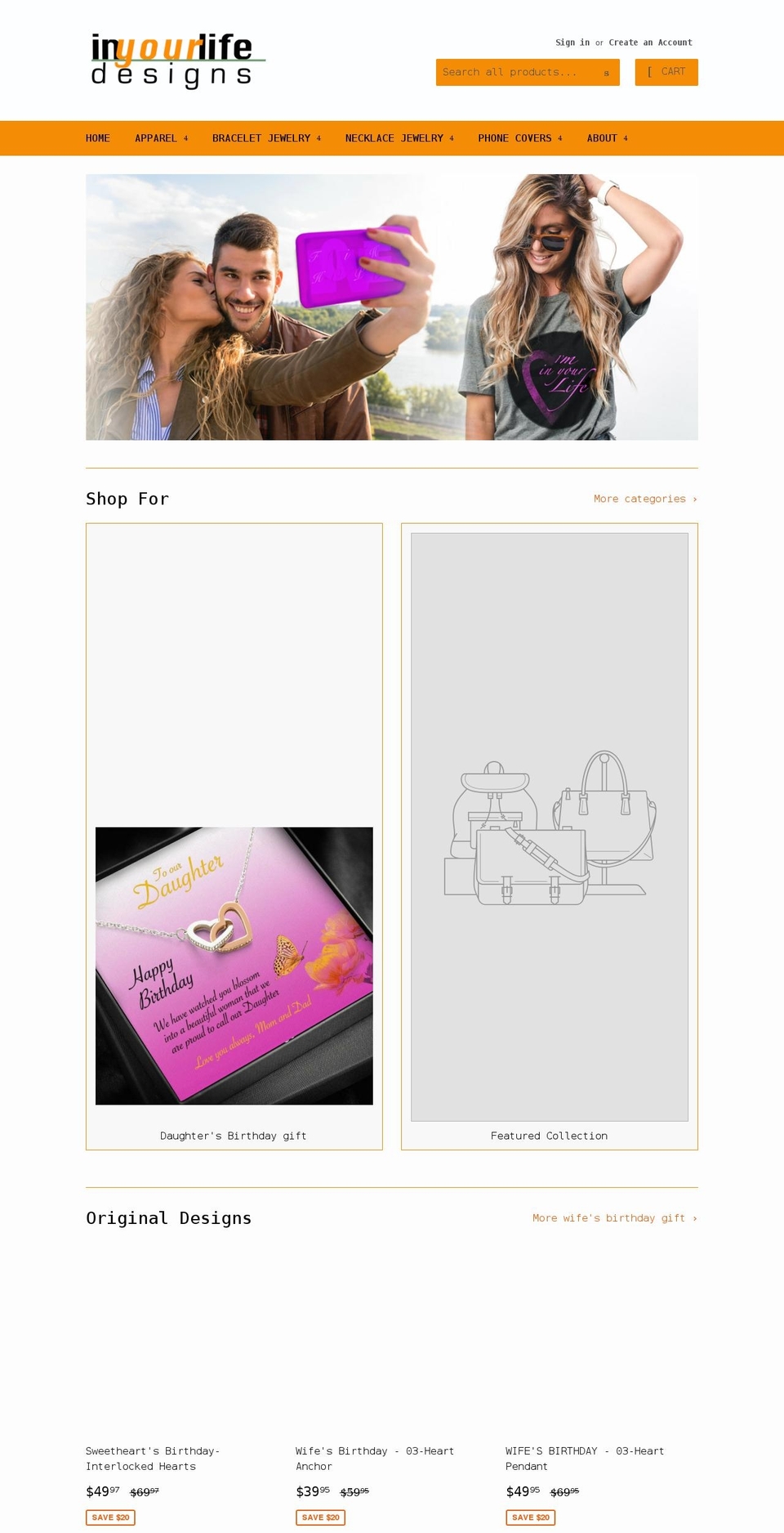 inyourlifedesigns.com shopify website screenshot