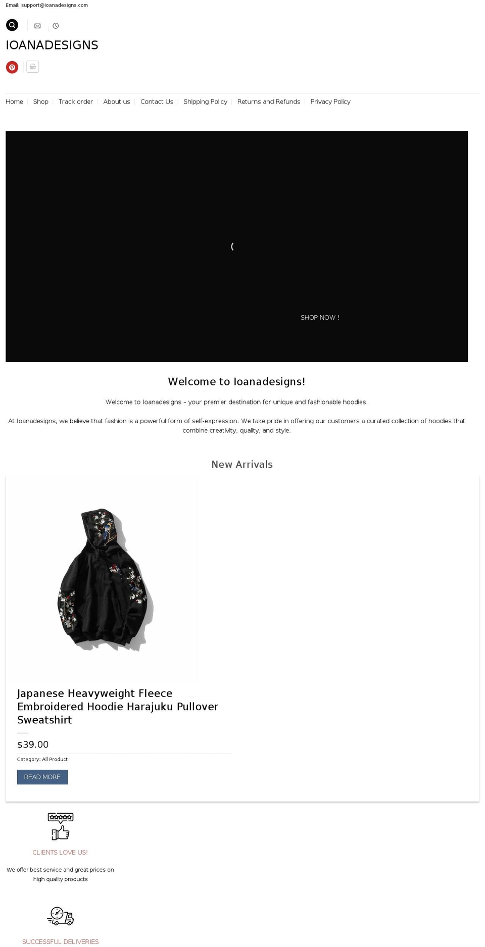 ioanadesigns.com — Shopify storefront screenshot