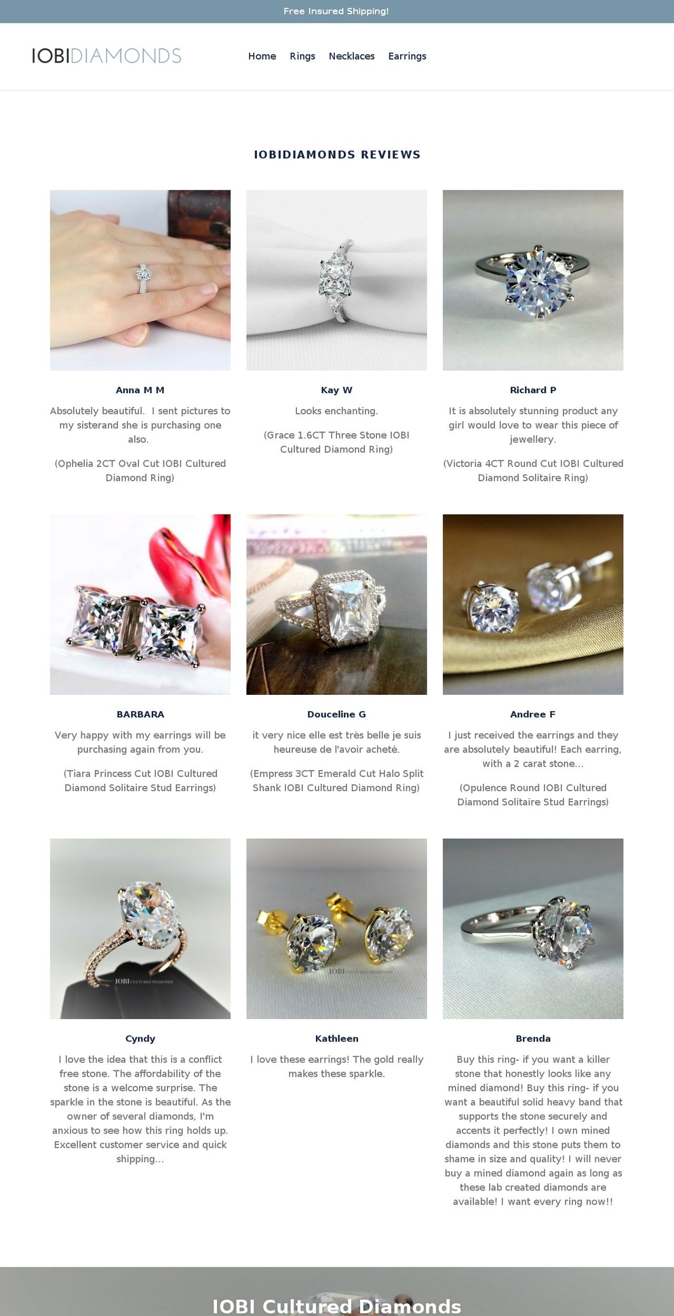 iobidiamonds.com — Shopify storefront screenshot