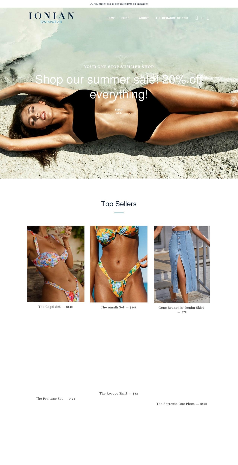 ionianswimwear.com — Shopify storefront screenshot
