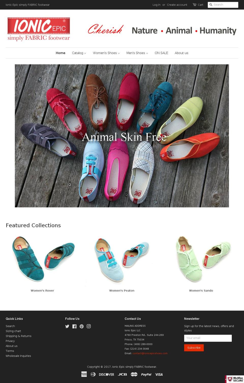 ionicepicshoes.com shopify website screenshot
