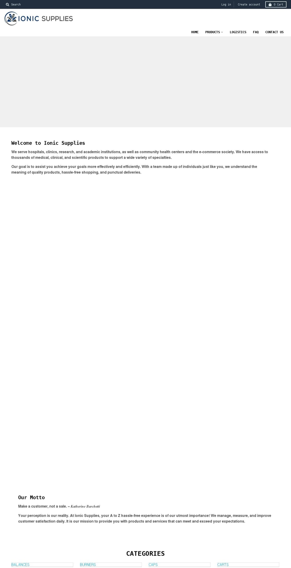 ionicsupplies.com shopify website screenshot