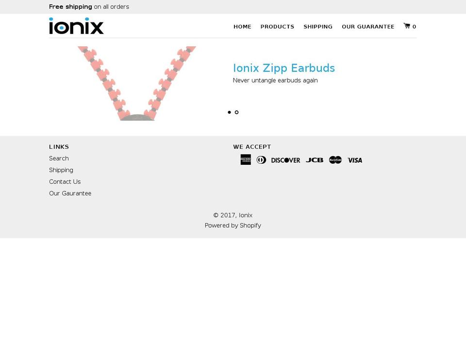 ionixelectronics.com shopify website screenshot