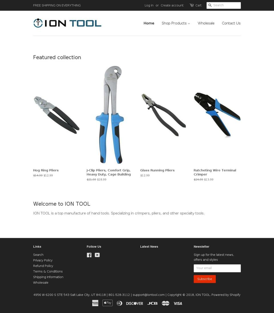 iontool.com shopify website screenshot