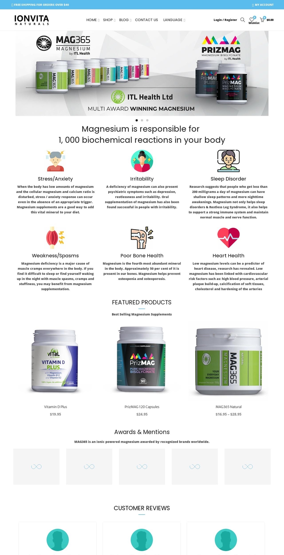 ionvita.com shopify website screenshot