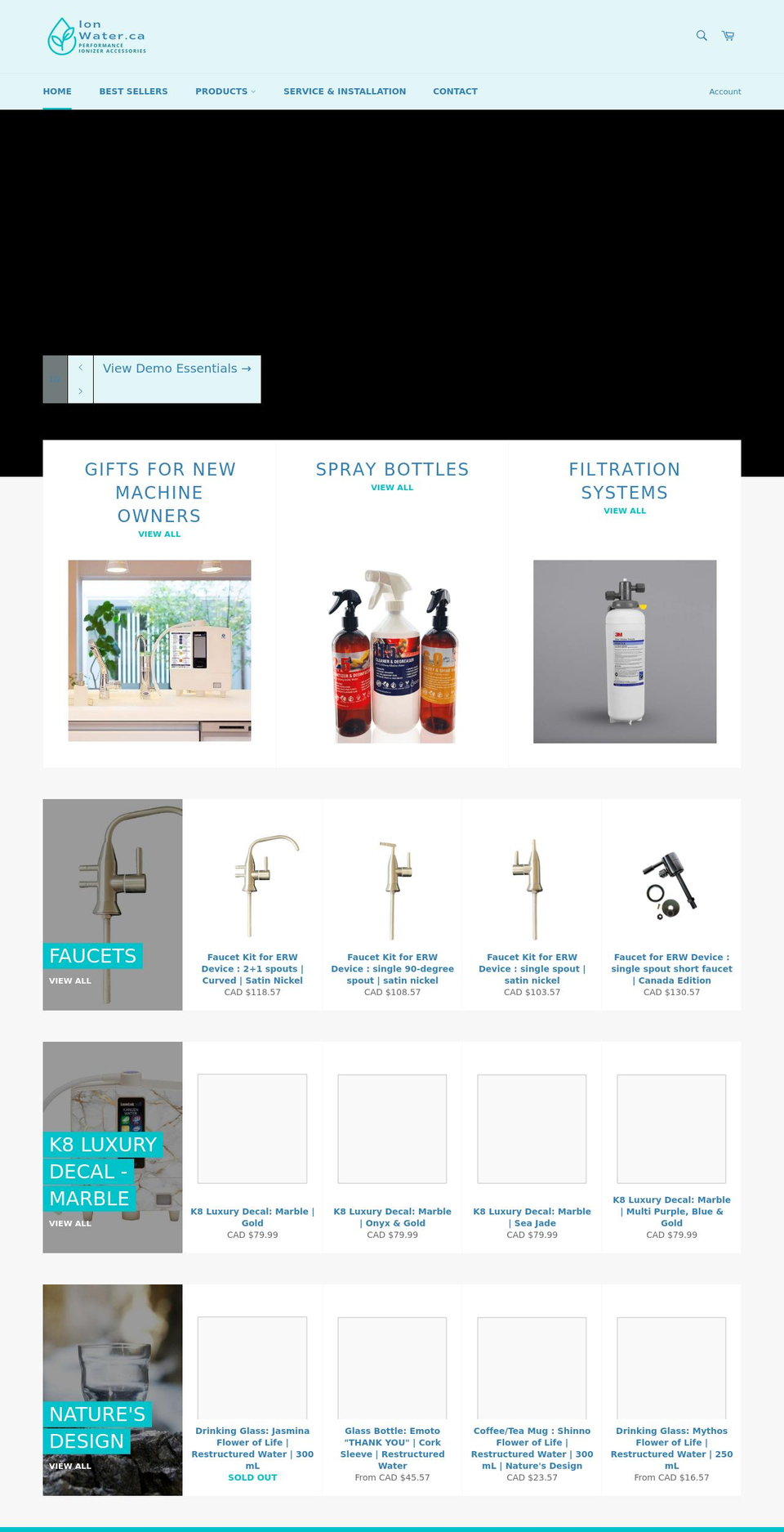 ionwater.ca shopify website screenshot