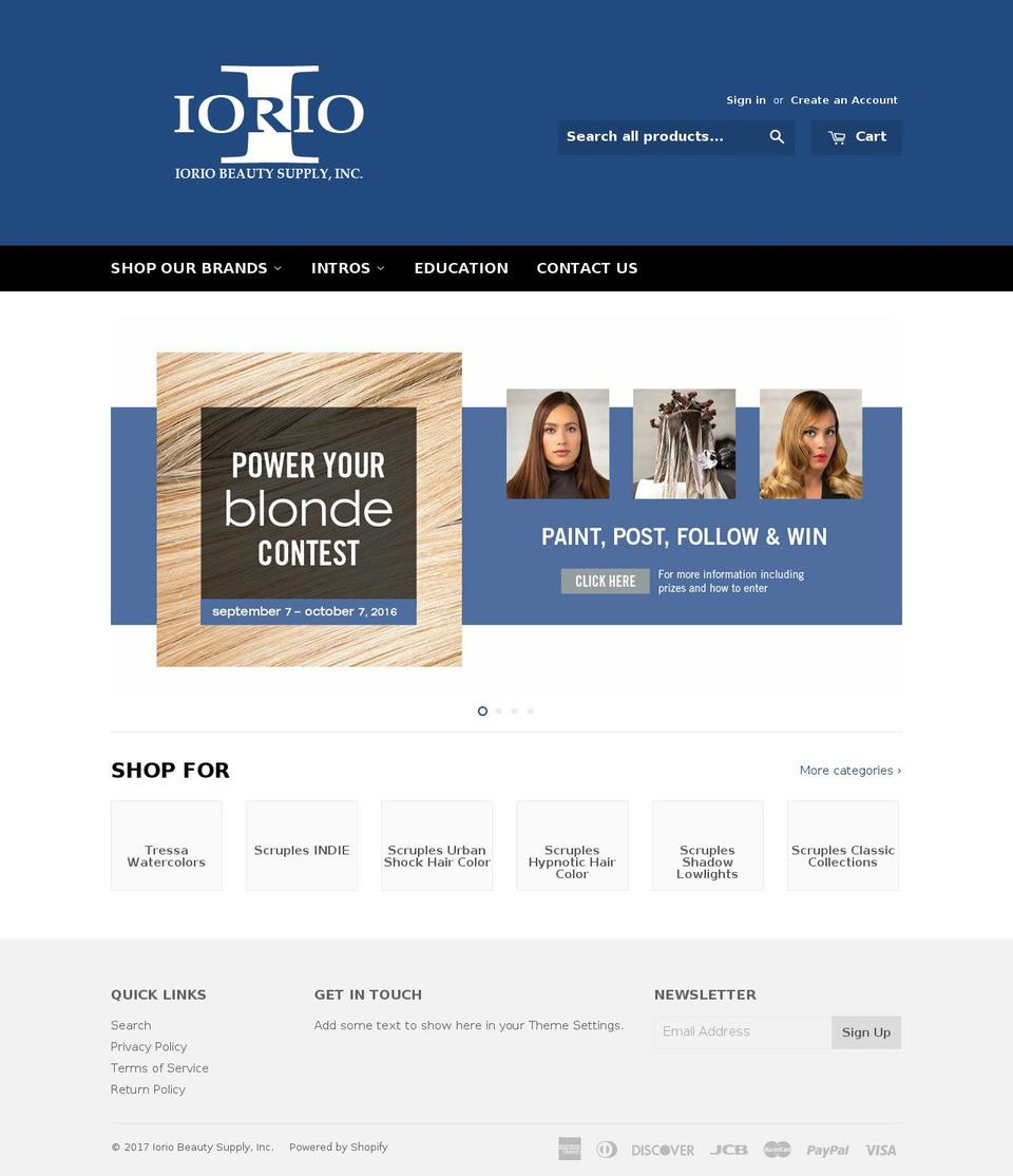 ioriobeautysupply.com shopify website screenshot