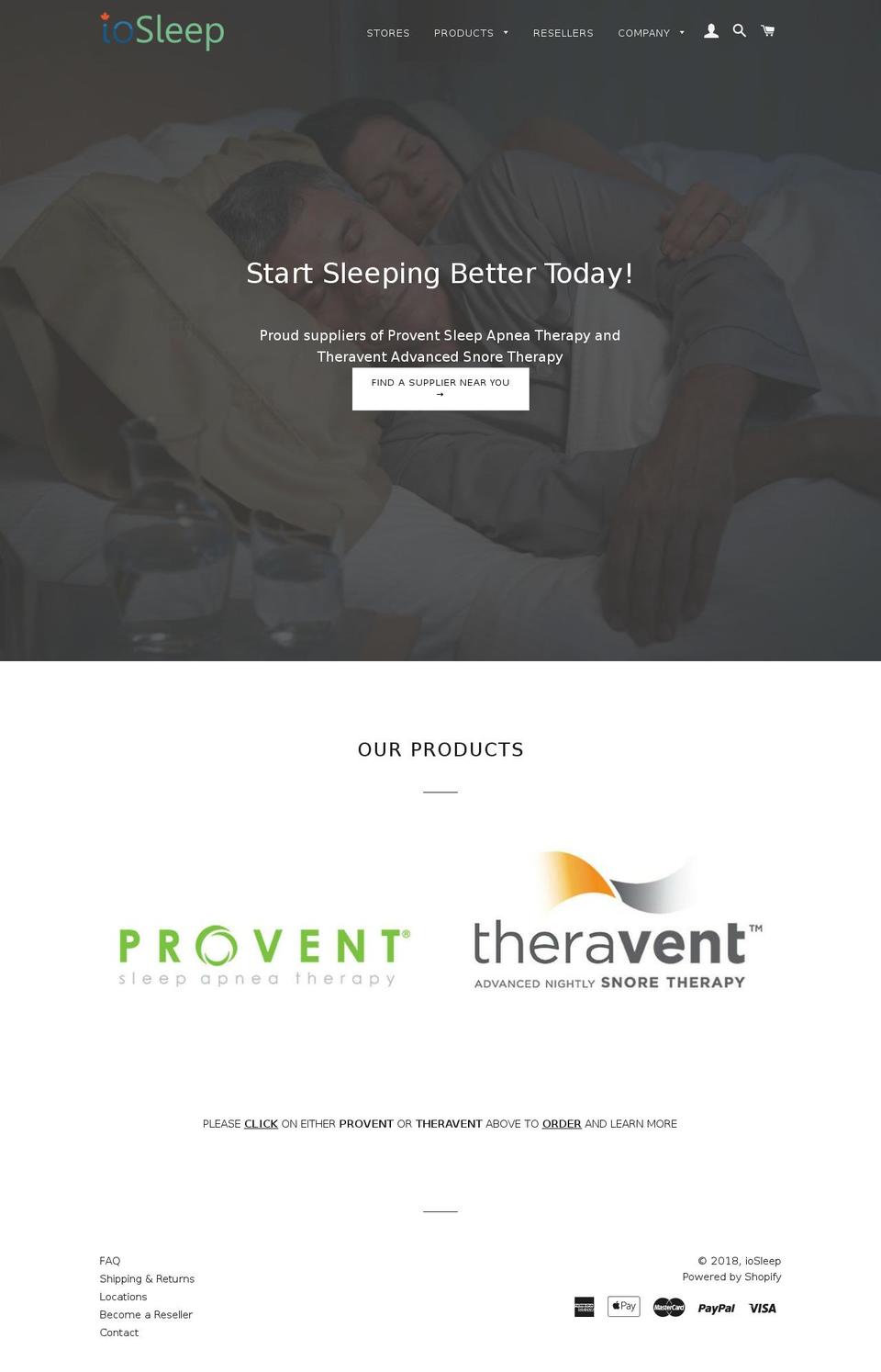 iosleep.com shopify website screenshot