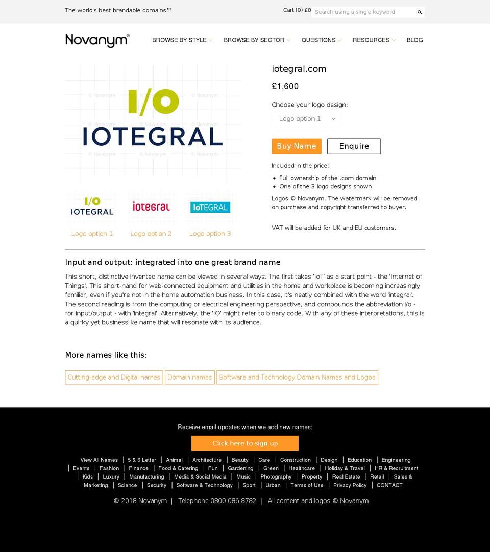 iotegral.com — Shopify storefront screenshot