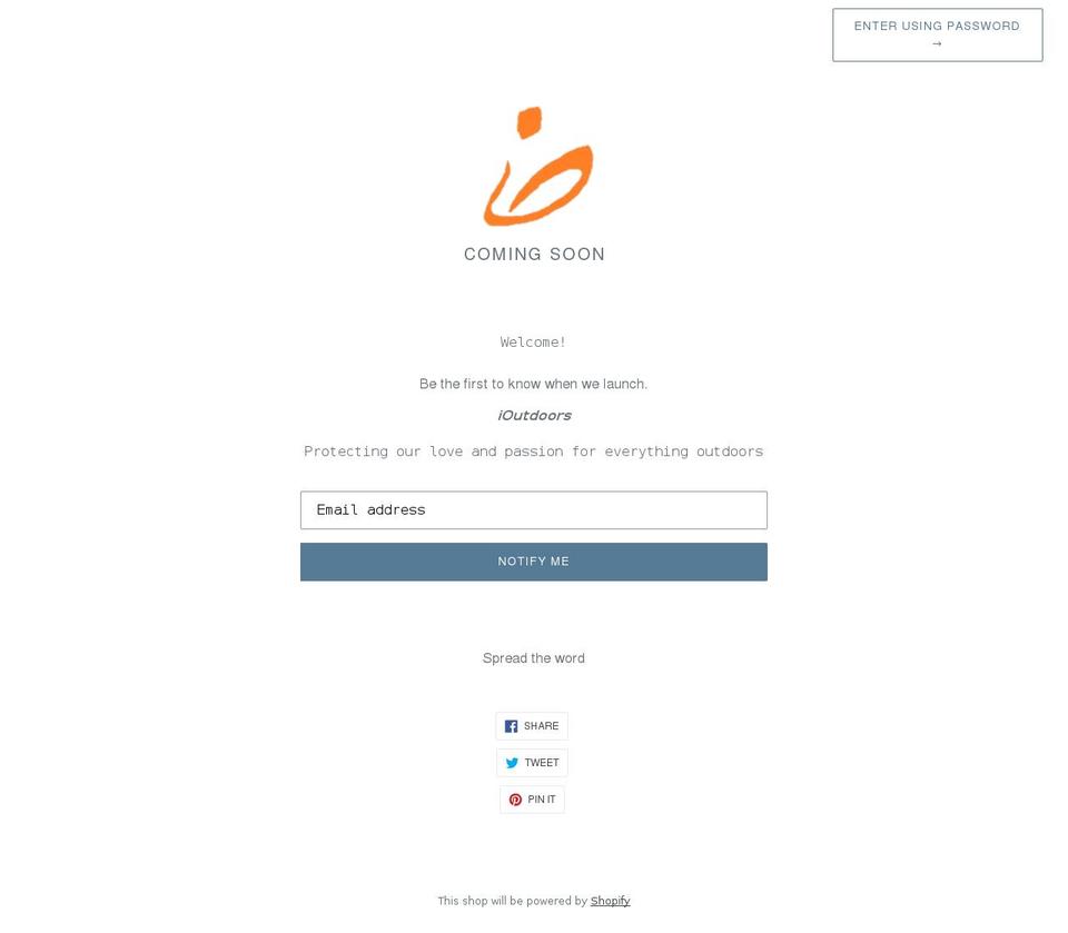 ioutdoors.org shopify website screenshot