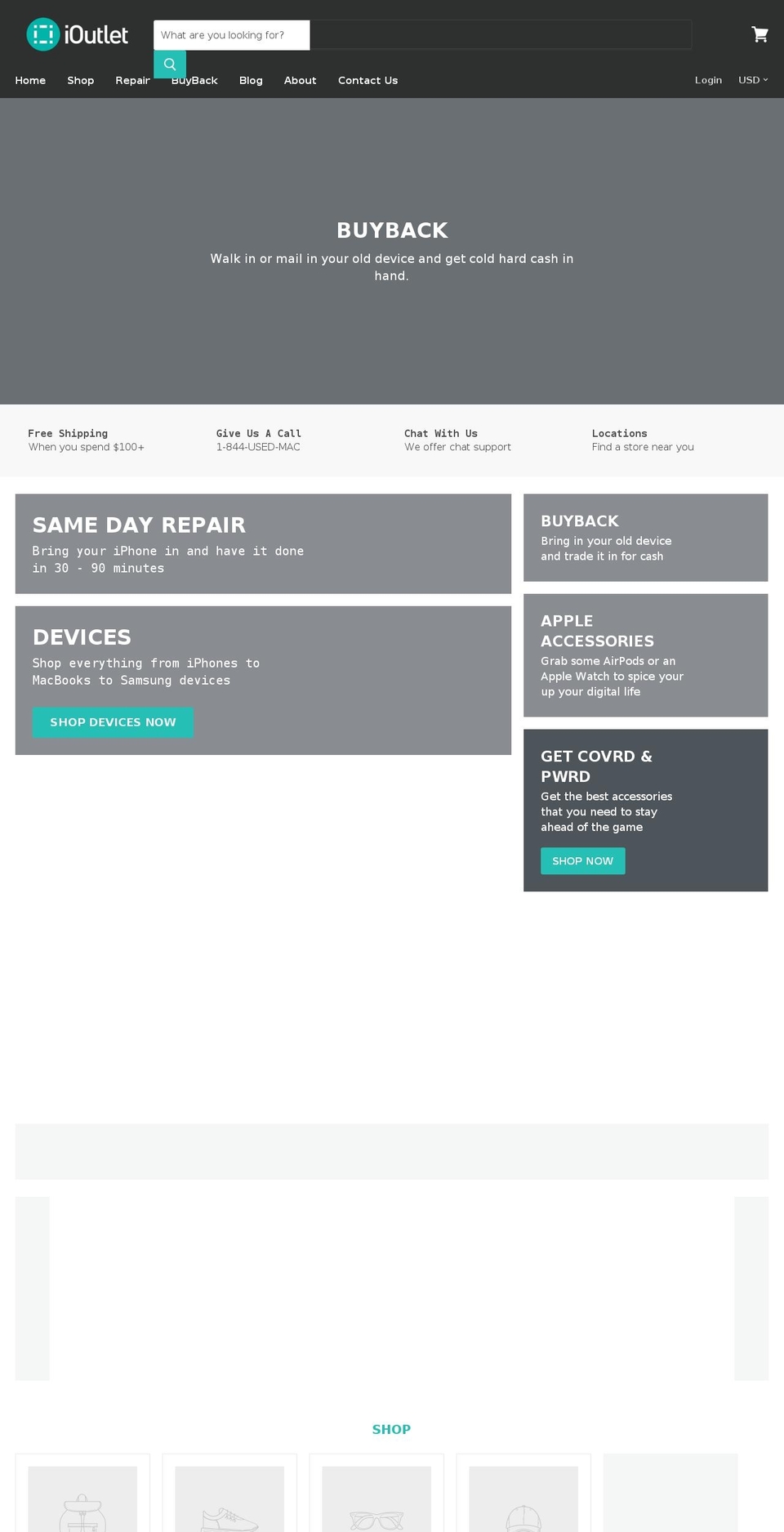 ioutlet.net shopify website screenshot