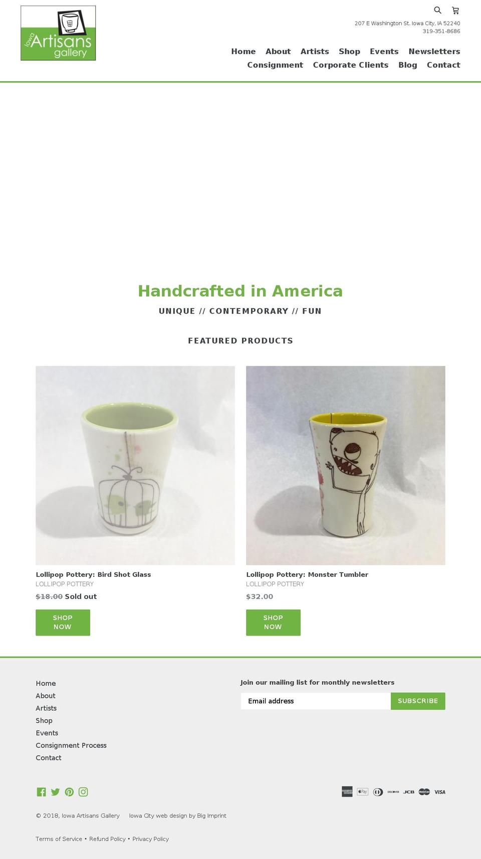 iowa-artisan-gallery.com — Shopify storefront screenshot