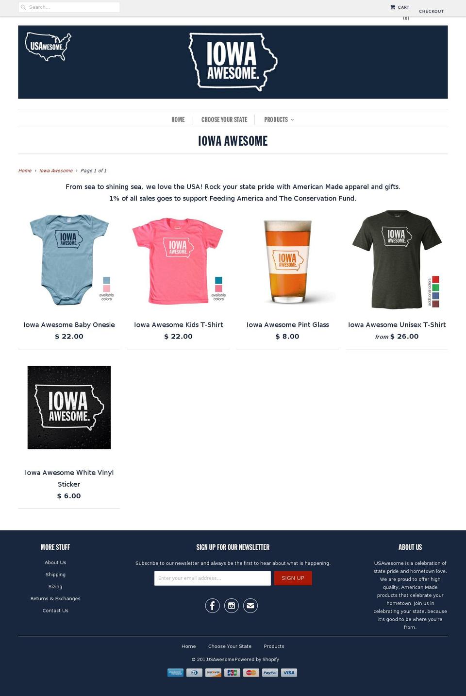 iowaawesome.com shopify website screenshot