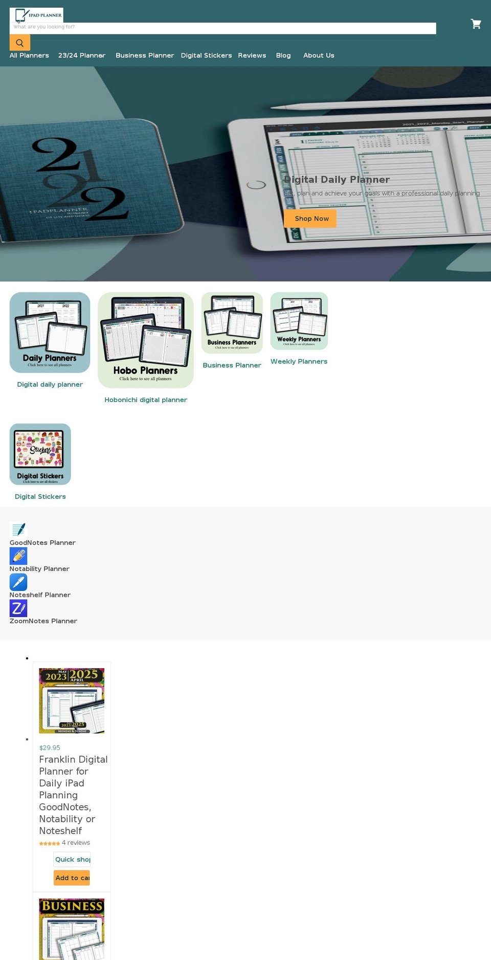 ipadplanner.com shopify website screenshot