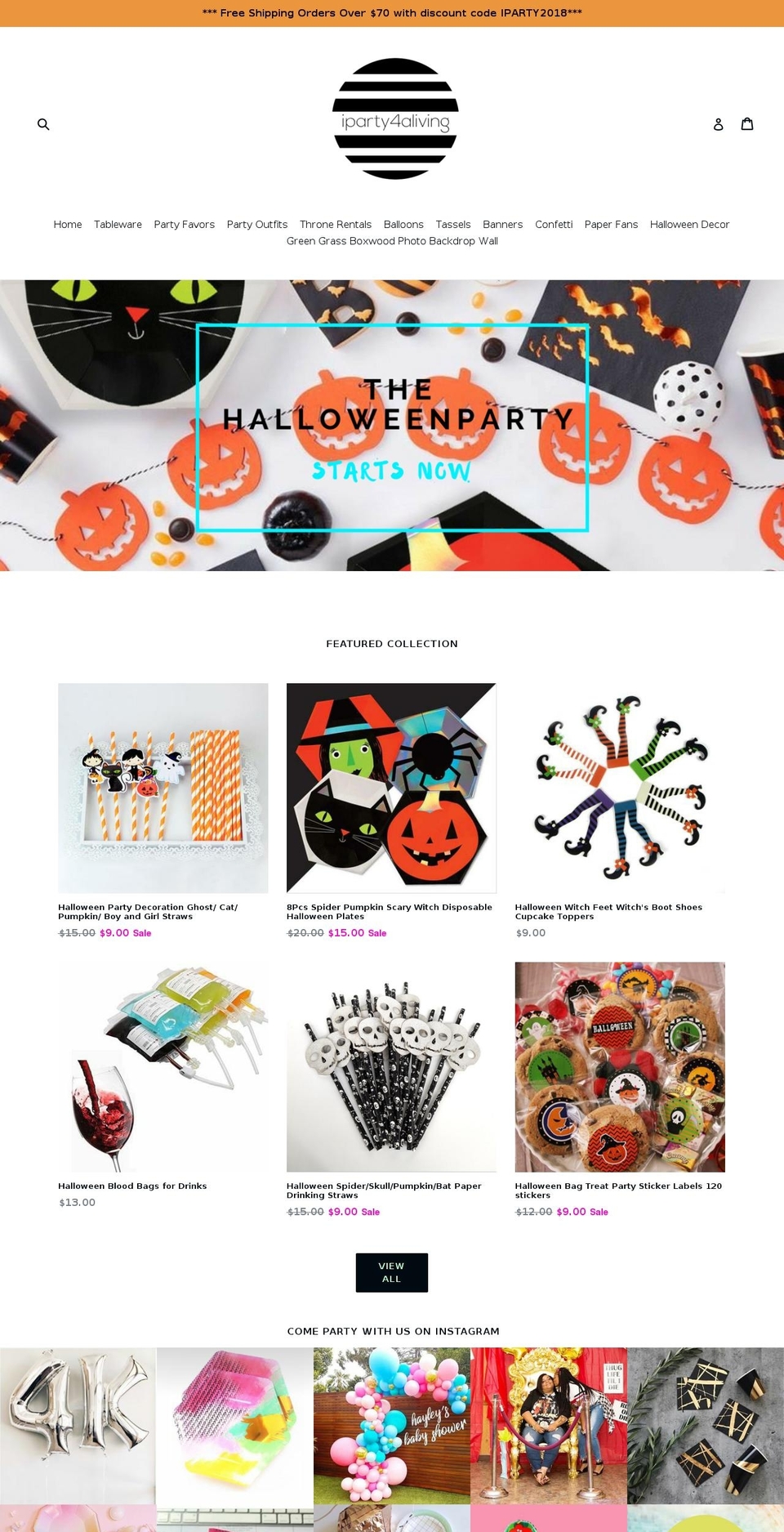 iparty4aliving.com — Shopify storefront screenshot