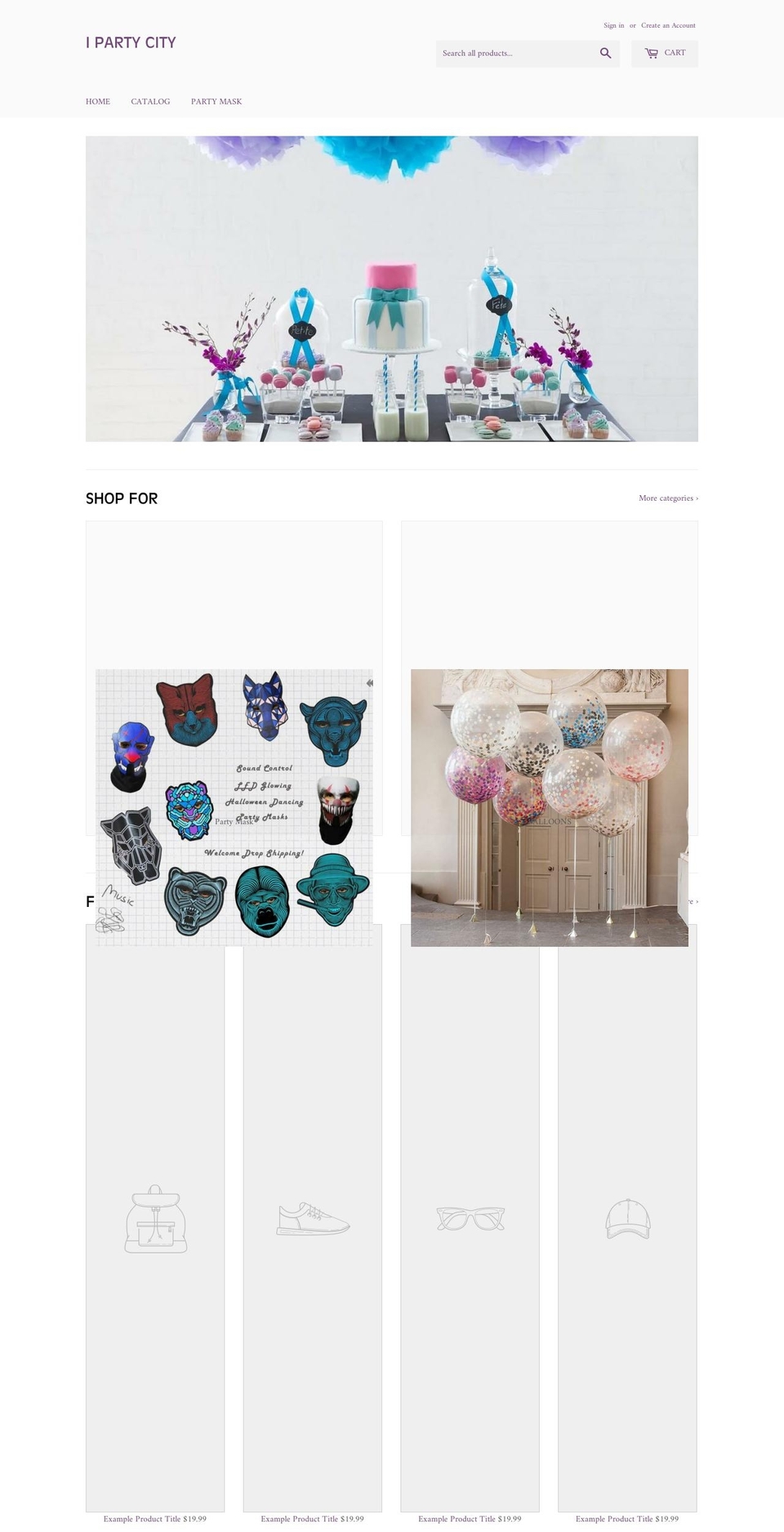 ipartycity.com — Shopify storefront screenshot