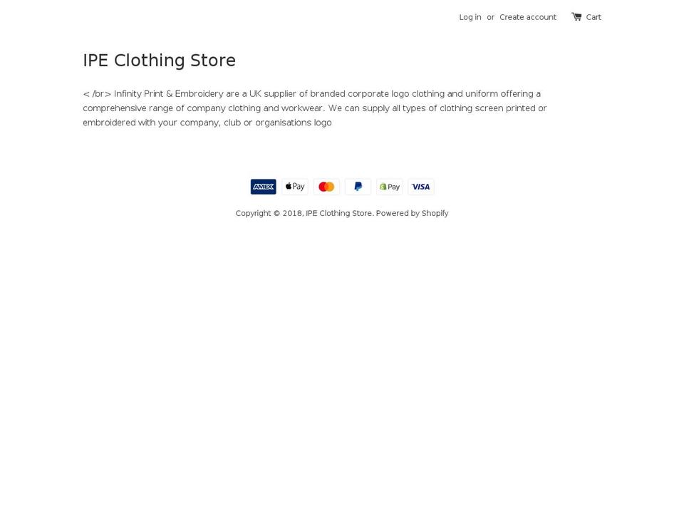 ipeclothingstore.co.uk shopify website screenshot