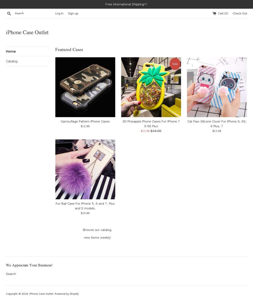 iphonecaseoutlet.com — Shopify storefront screenshot