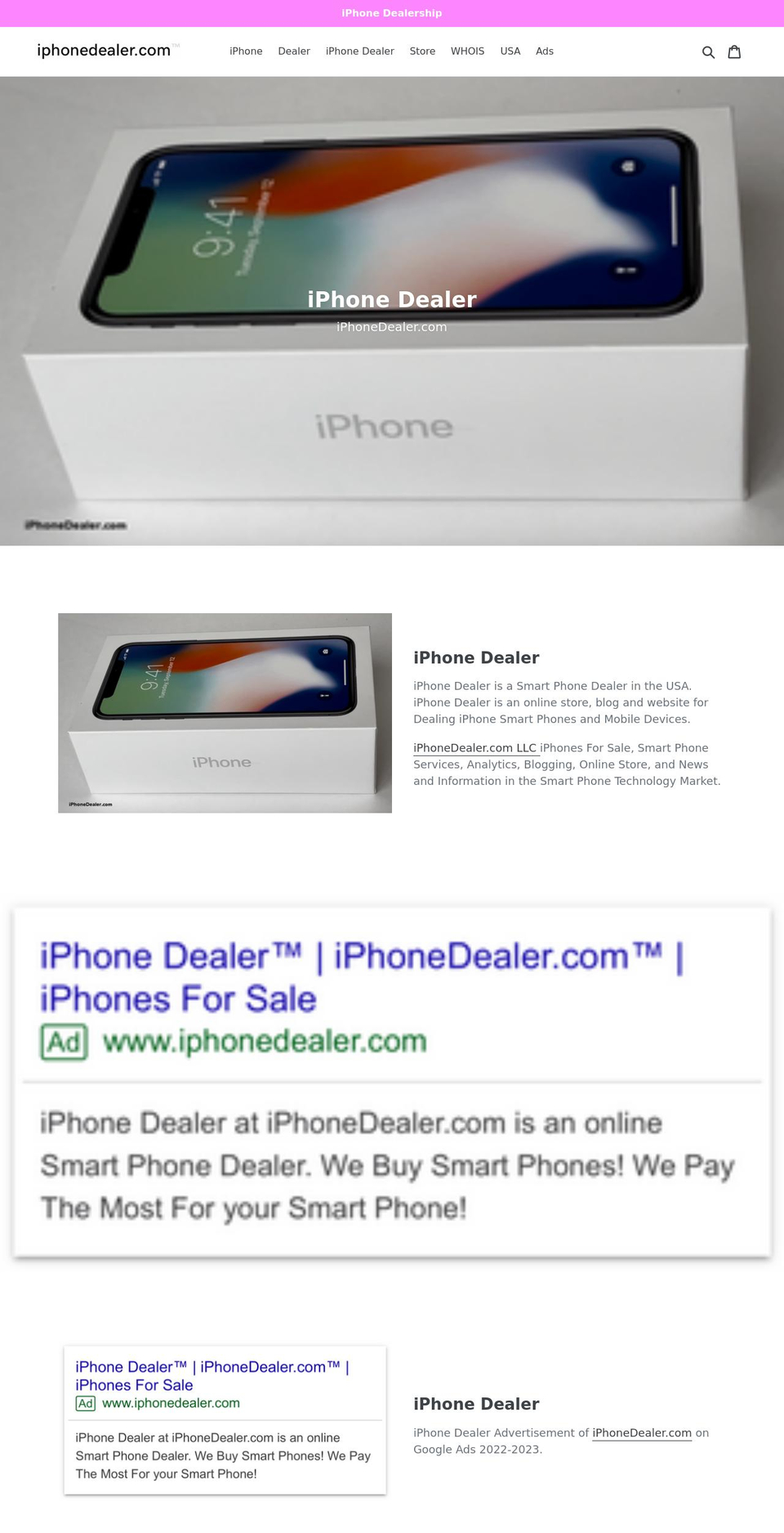 iphonedealer.com shopify website screenshot