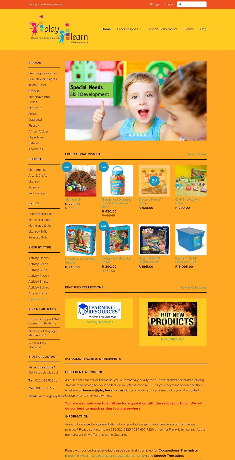 iplayilearn.co.za shopify website screenshot