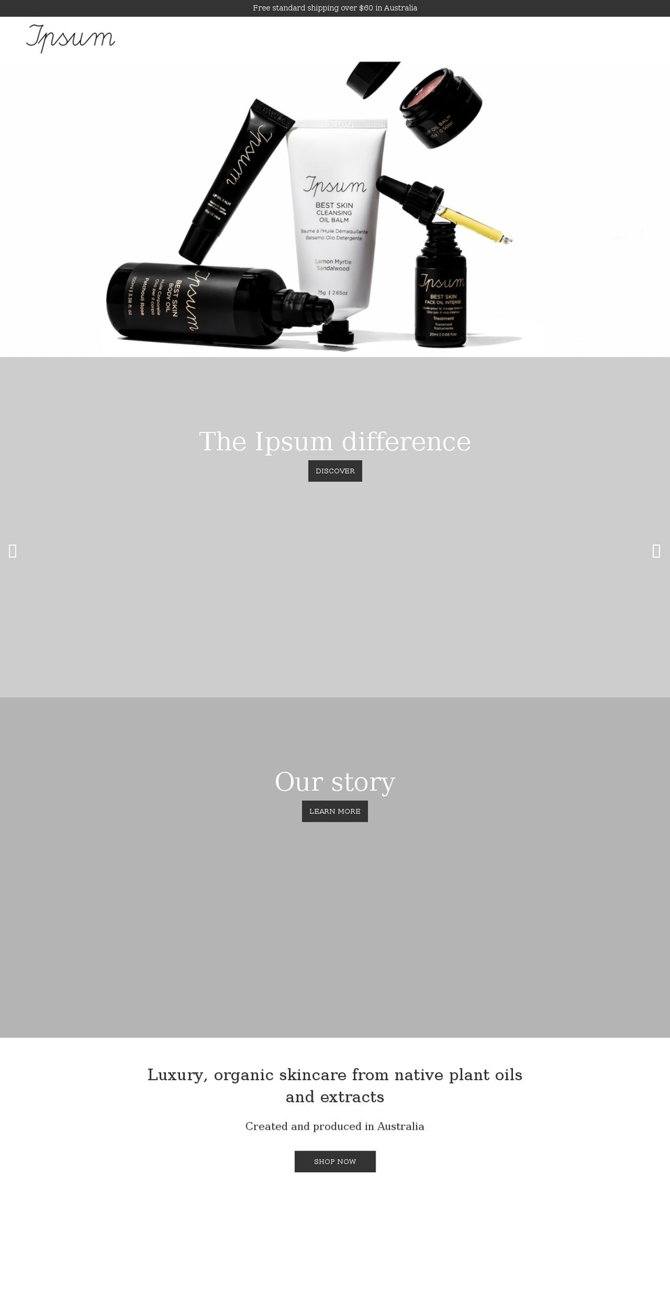 ipsumskin.com shopify website screenshot