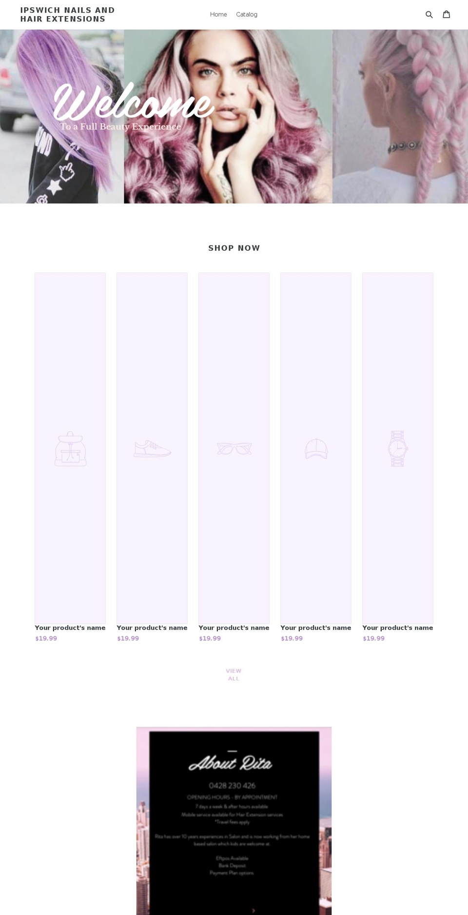 ipswichnailsandhair.com — Shopify storefront screenshot