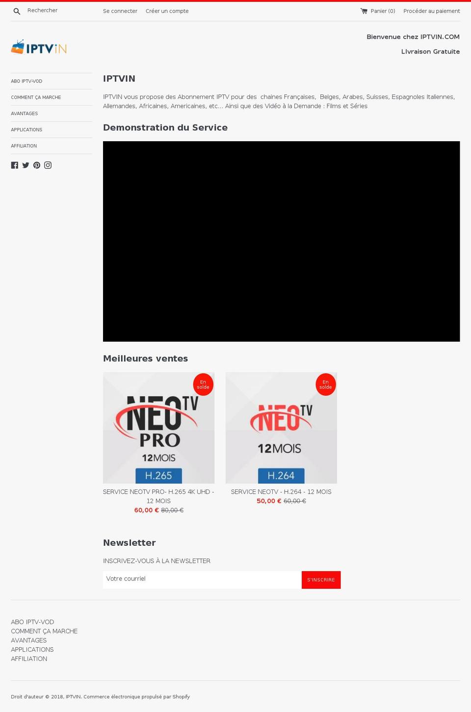 iptvin.com — Shopify storefront screenshot