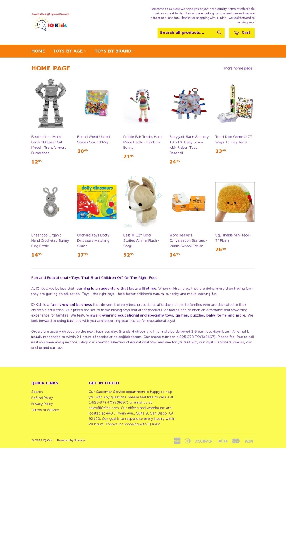 iqkids.com shopify website screenshot