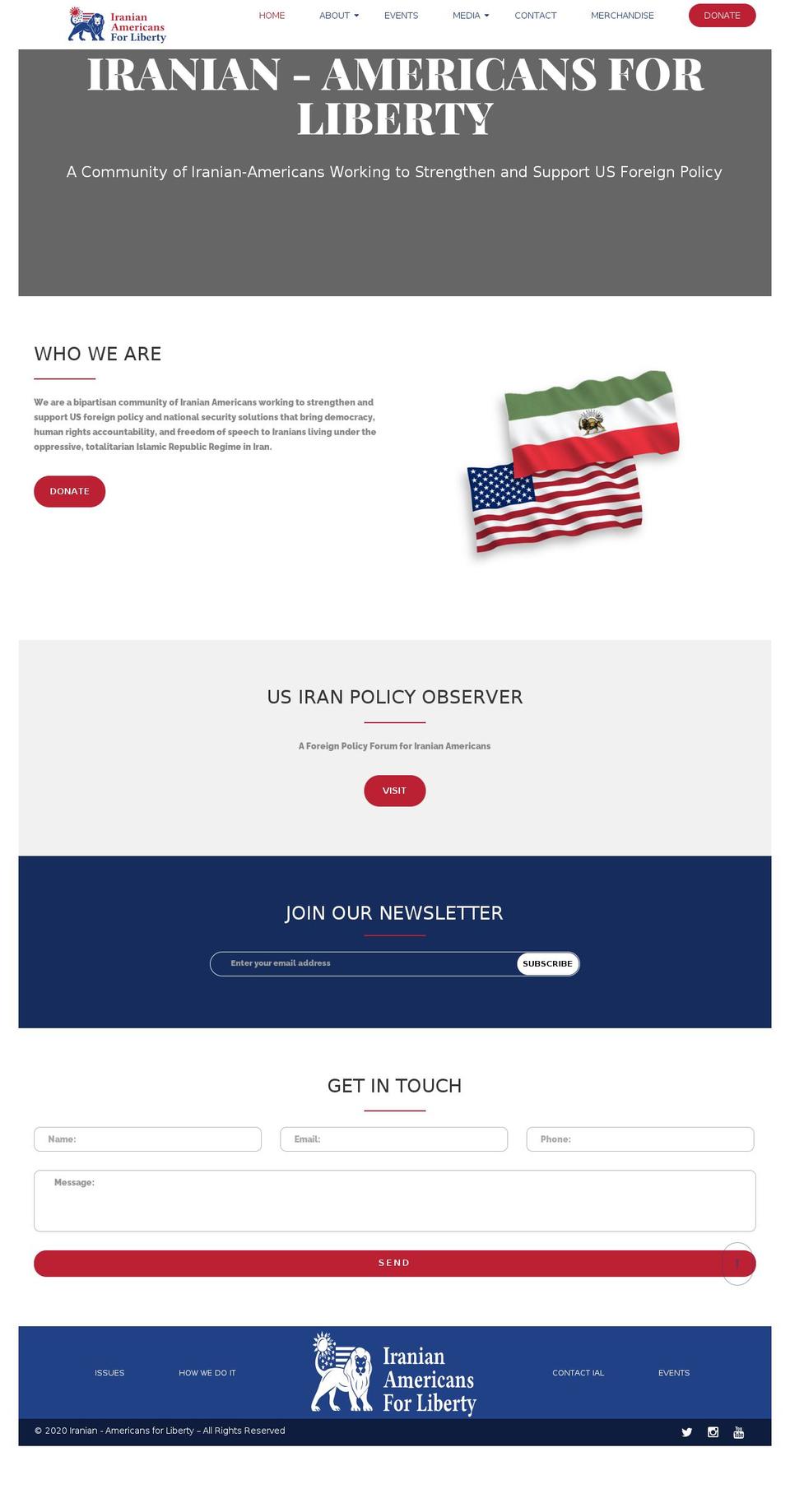 iranianamericansforliberty.org shopify website screenshot
