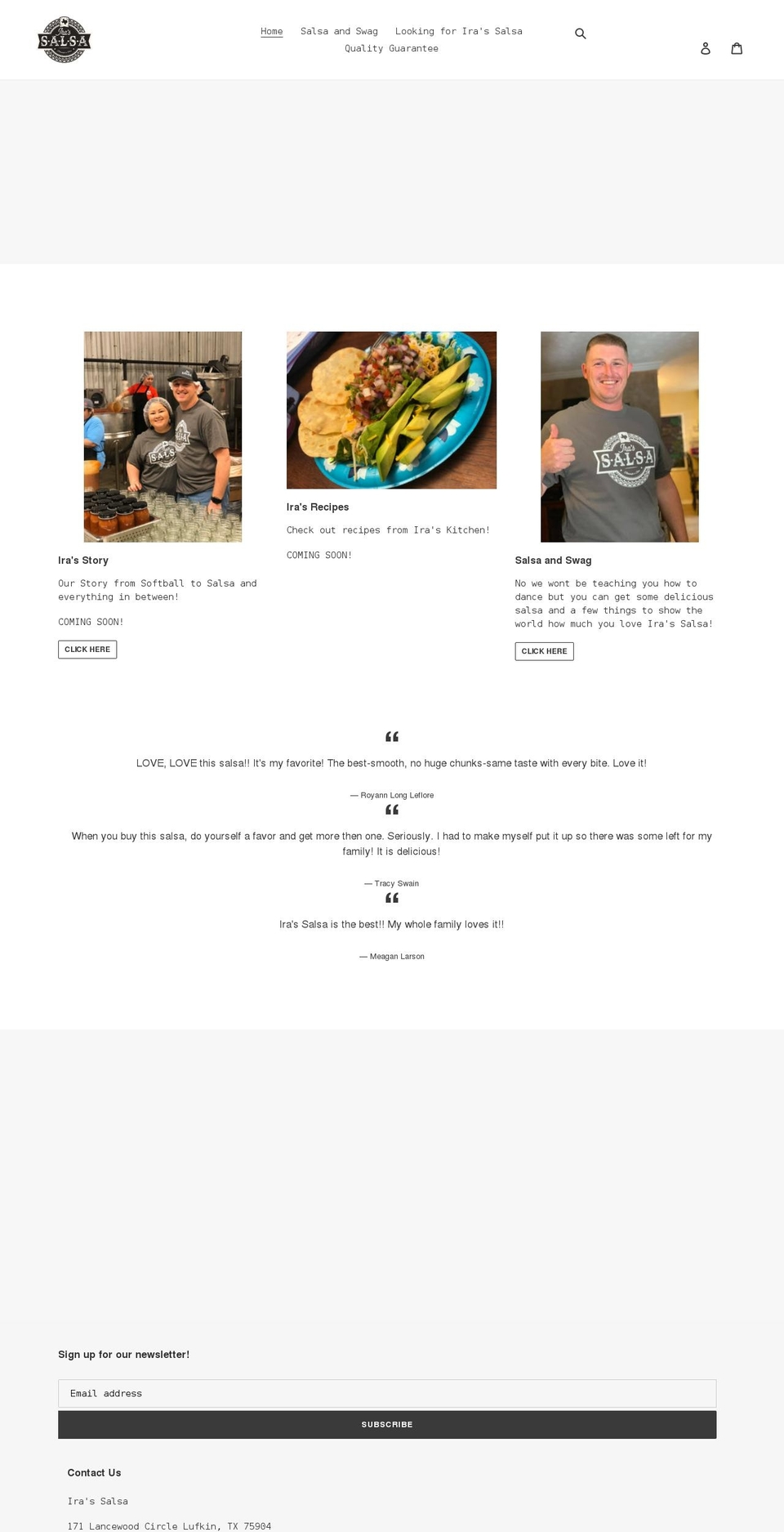 irassalsa.com shopify website screenshot