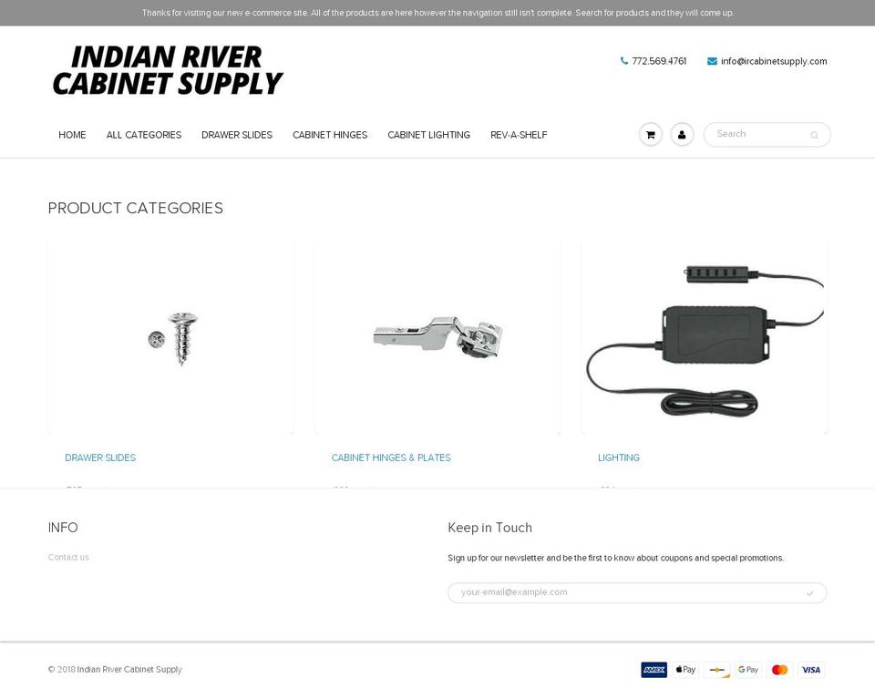 ircabinetsupply.com shopify website screenshot