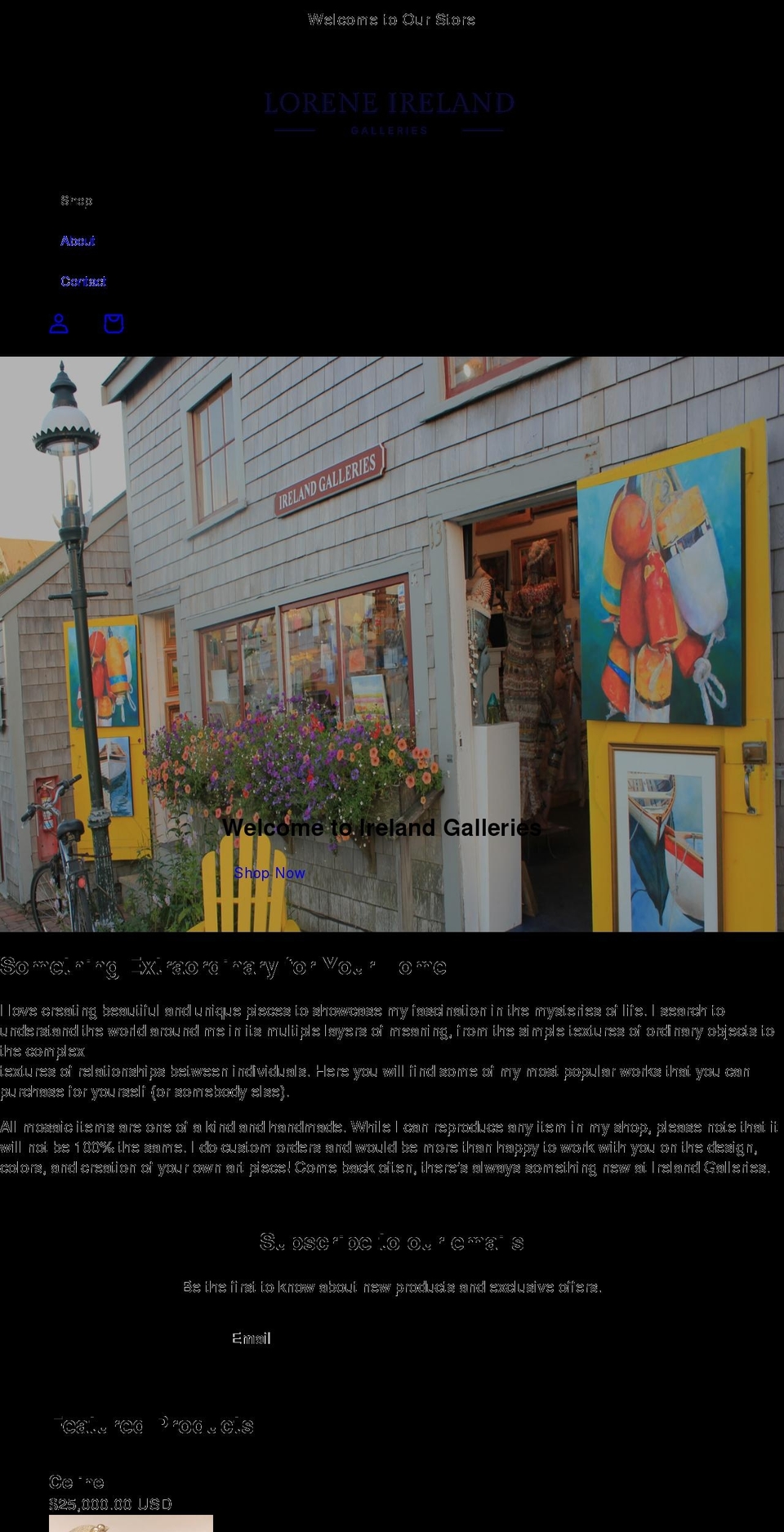 irelandgalleries.com shopify website screenshot