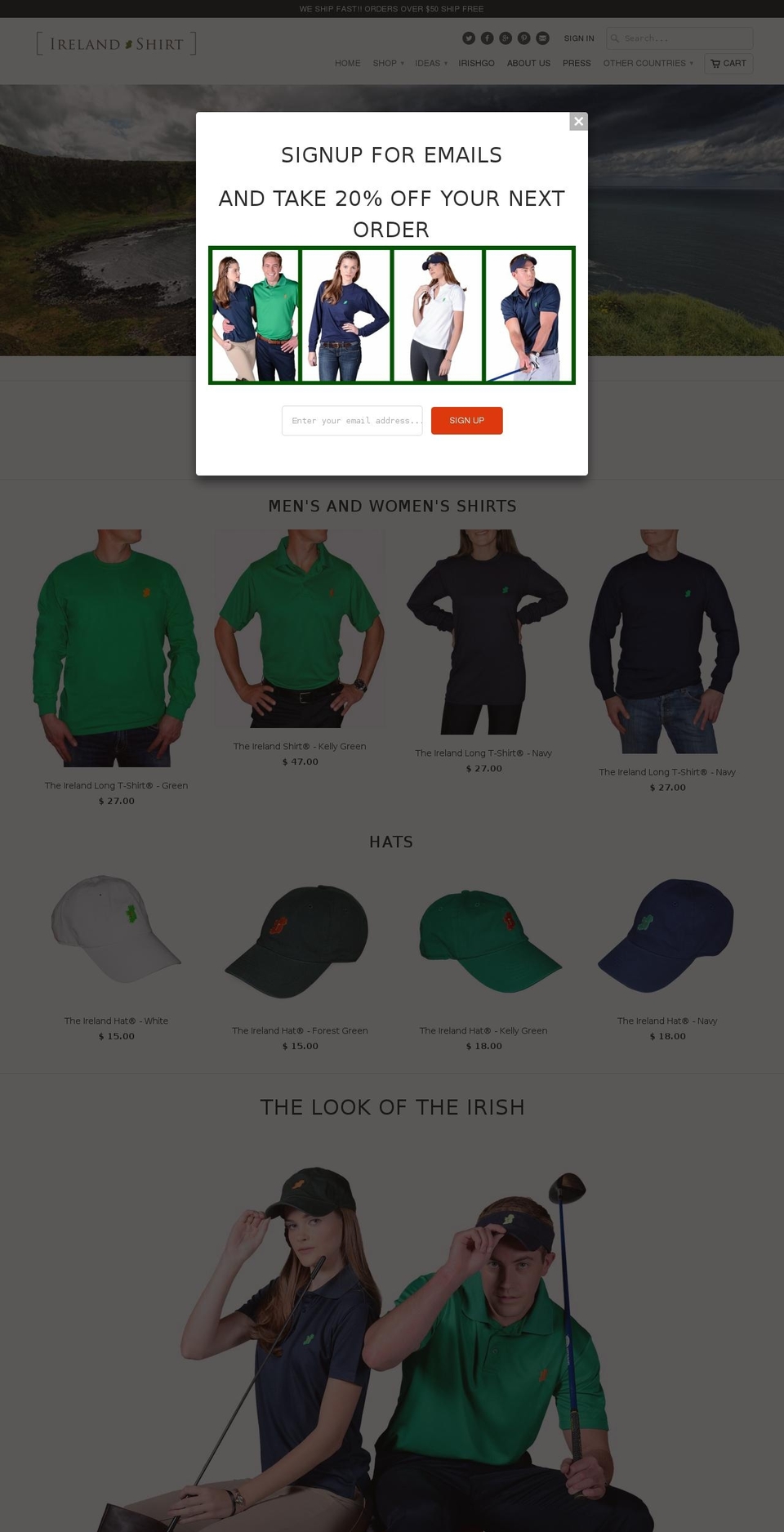 irelandshirt.net shopify website screenshot