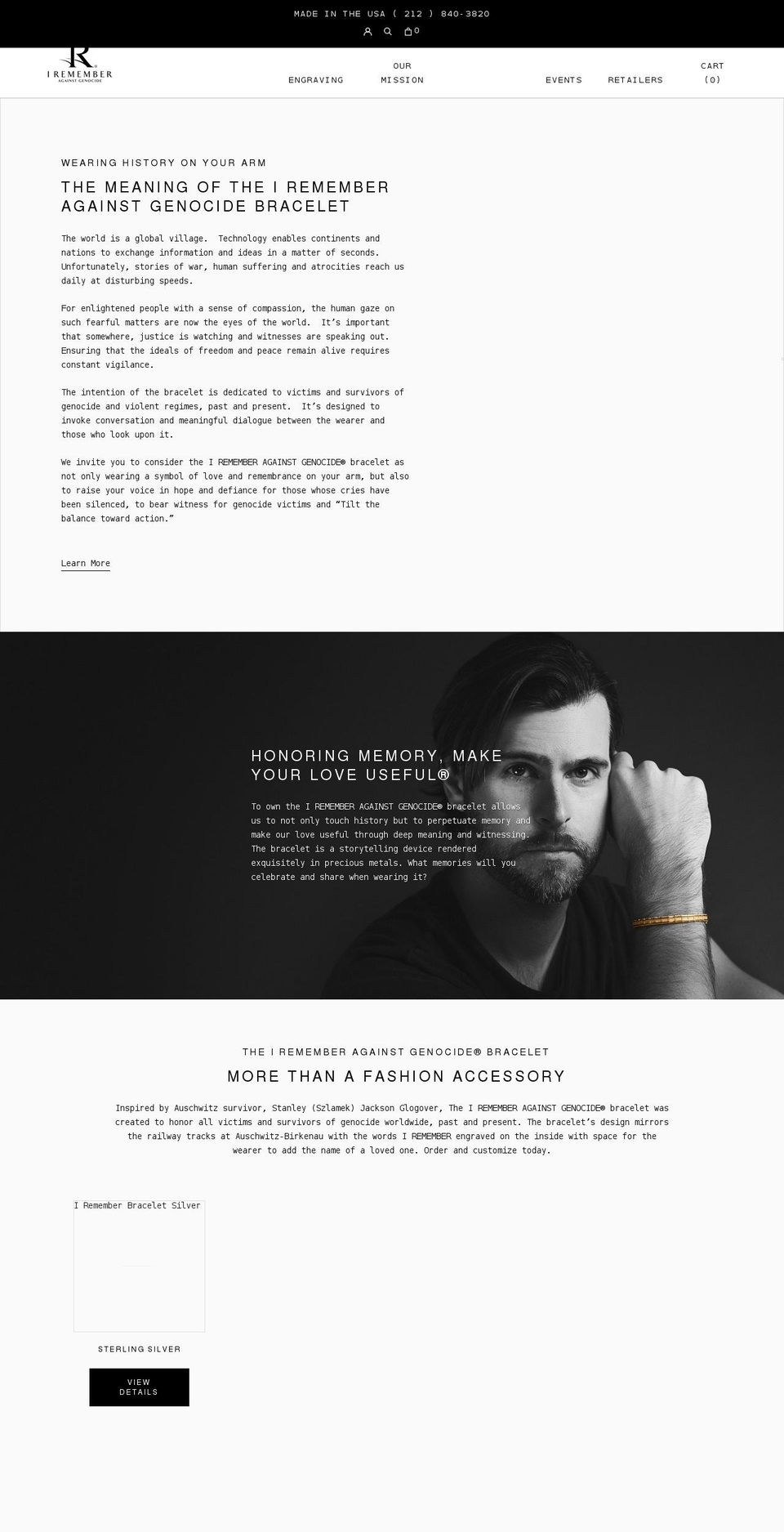 irememberbracelet.com shopify website screenshot