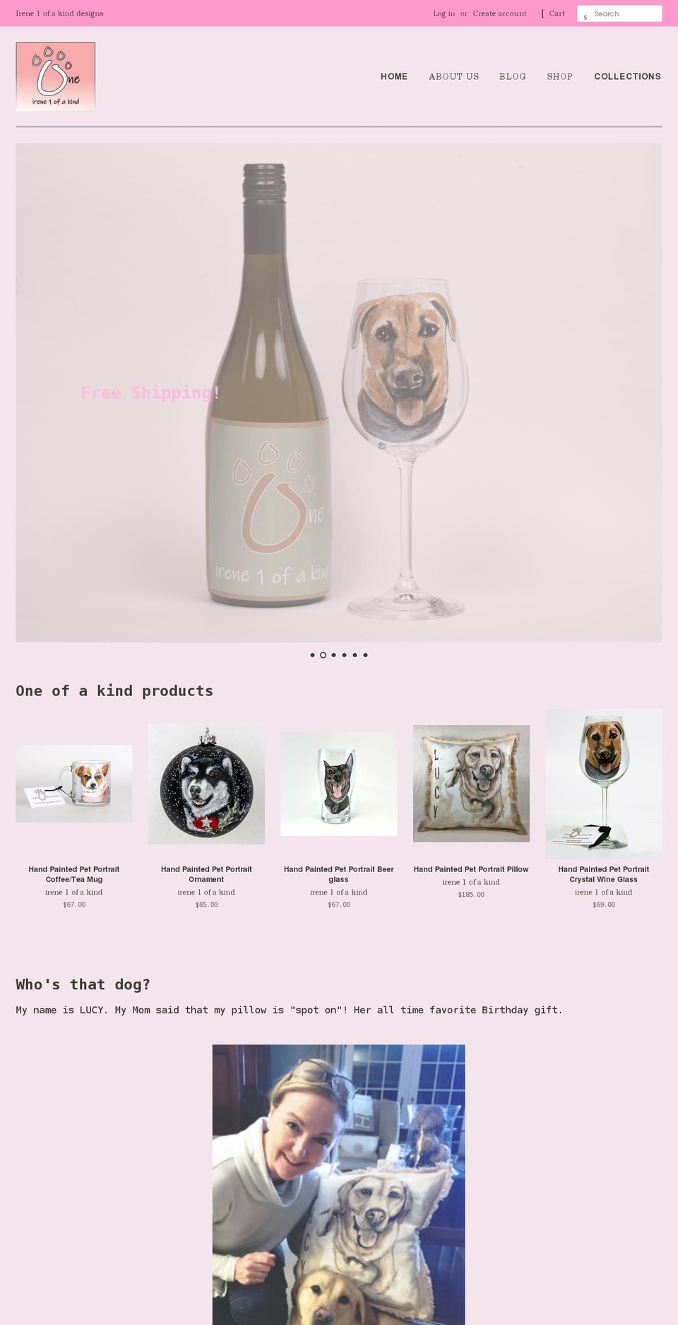 irene1ofakind.com shopify website screenshot