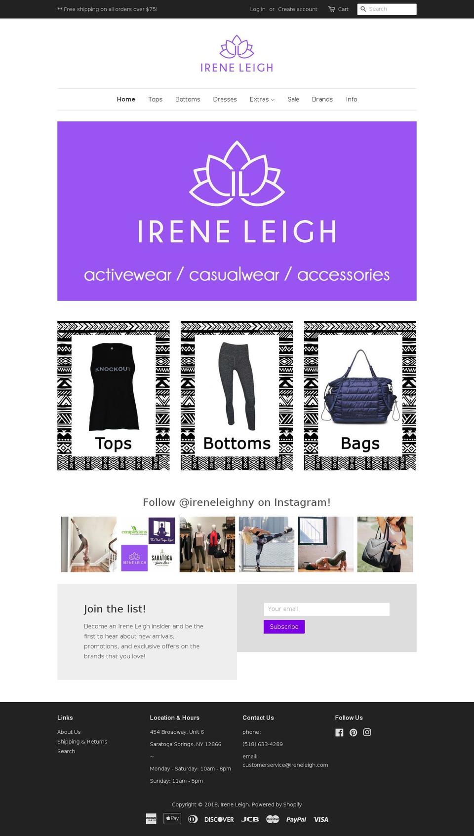 ireneleigh.com shopify website screenshot